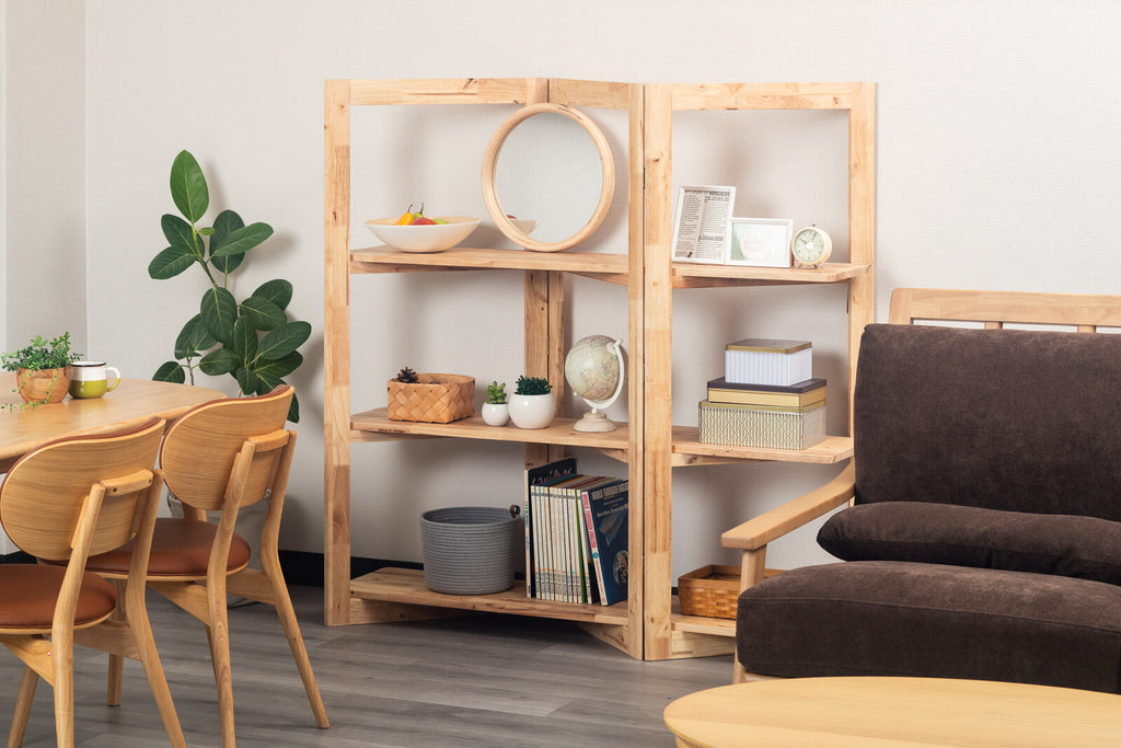 天然木ラバーウッドのディスプレイシェルフ